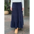thumbnail image 4 of Yunliwuli Women Long Skirt, Elegant Low Waisted Skirt Pleated Solid Flowy Summer Skirt for Casual Daily, 4 of 9
