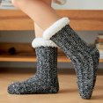 thumbnail image 2 of ZFSOCK Women Slipper Fuzzy Socks Fluffy Sherpa Lined Soft Thick Knit Fleece Non Slip Warm Socks with Grippers,Black, 2 of 6