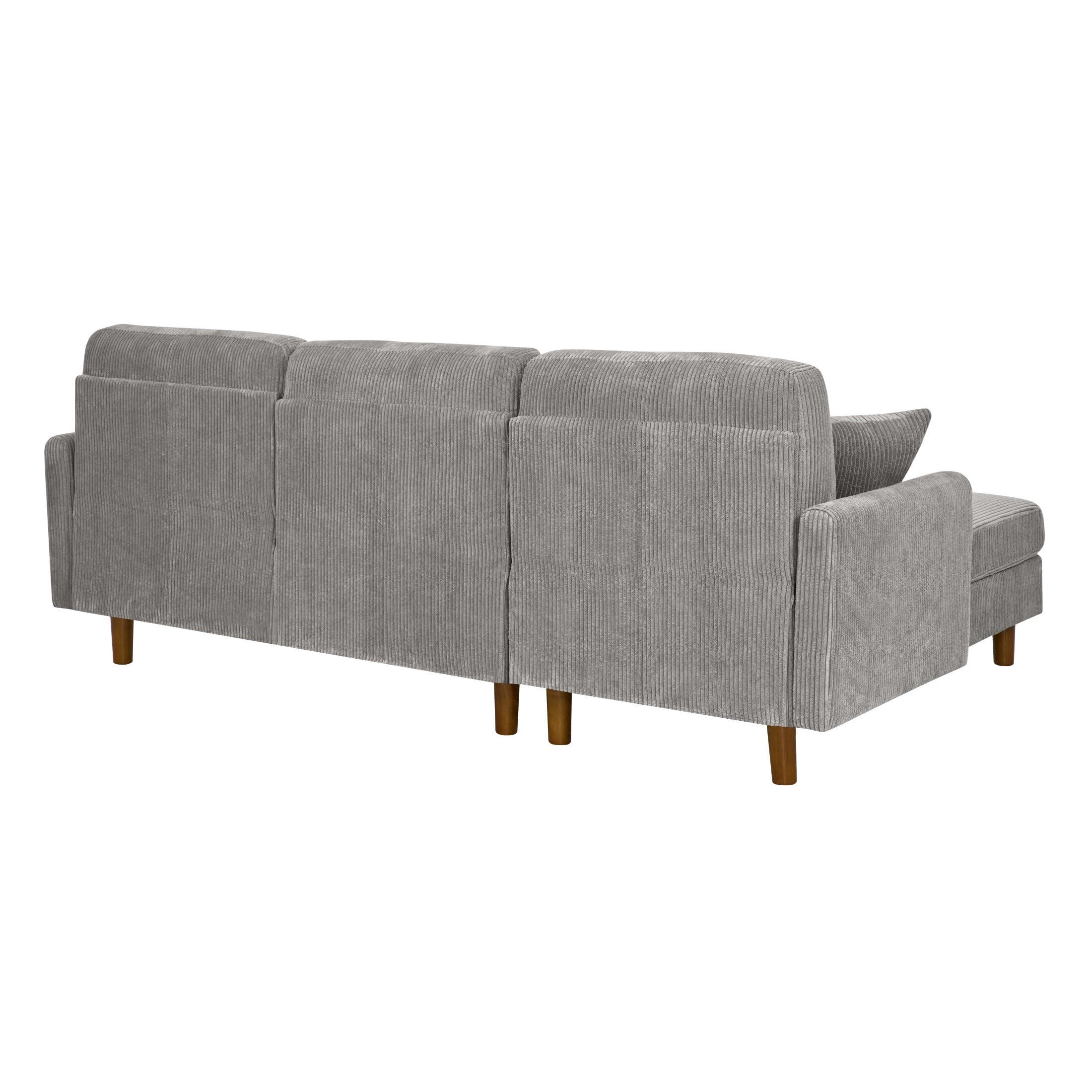 92.5" Light Gray Corduroy L-Shape Sectional Sofa with Chaise