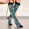 thumbnail image 5 of FORMRS Womens Knee High Socks Casual Long Thick Travel Daily Wear, 1 Pair, Green Vibrant Truck Pattern, 5 of 6