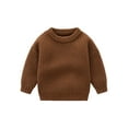 thumbnail image 1 of Capreze Crew Neck Jumper Top Winter Warm Sweater Boys Thermal Knitwear Knitted Sweaters Playing Chunky Pullover Brown 110cm (30-35 Catties), 1 of 8
