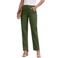 thumbnail image 3 of Laqbezok Women's Cotton Linen Pants, High Waist Drawstring Casual Loose Trousers with Pockets for Summer Beach Travel Vacation, 3 of 7