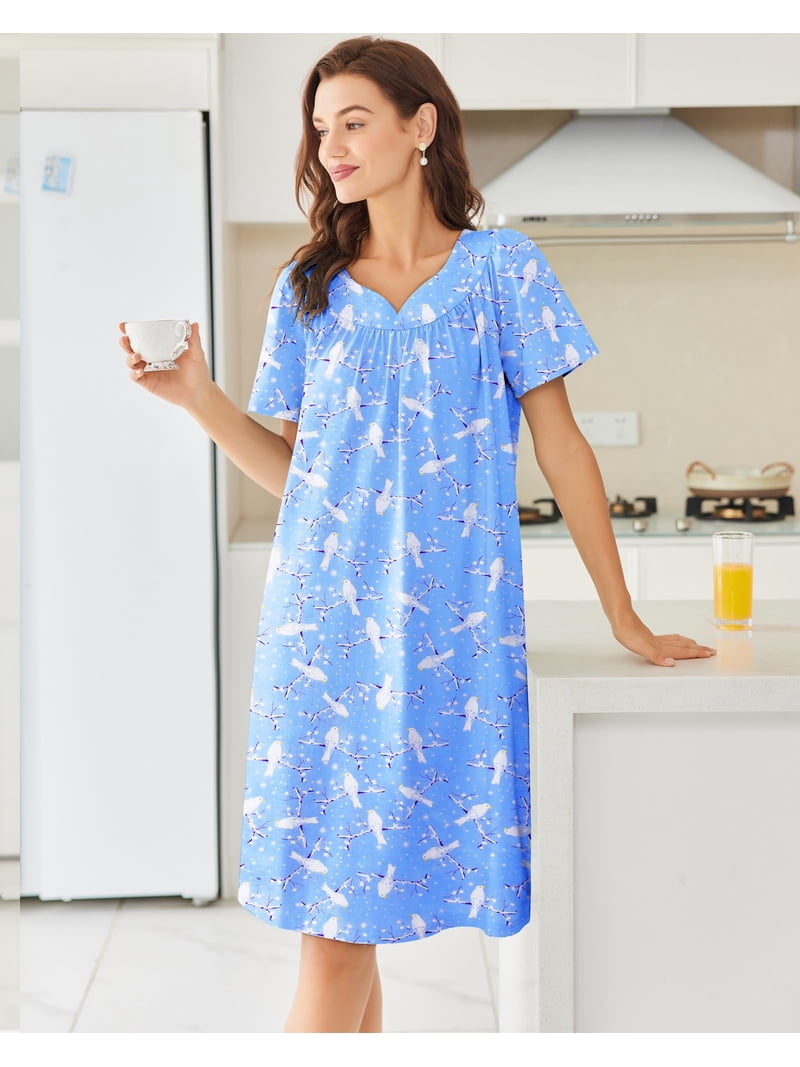 cotton house dress with pockets Soft Cotton Maxi House Dress with Pockets, Relaxed Fit Everyday Lounge Wear
