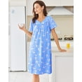 thumbnail image 4 of Ekouaer Nightgowns for Women Cotton House Dress with Pockets Short Sleeve Mumu Dress Embroidered Lounge Dress, 4 of 6