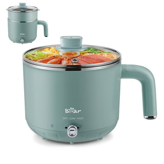 Electric Hot Pot, 1.5L Ramen Cooker, Portable Non-Stick Frying Pan,  Electric Pot for Pasta, Steak, BPA Free, Electric Cooker with Dual Power  Control, Over-Heating & Boil Dry Protection, Green