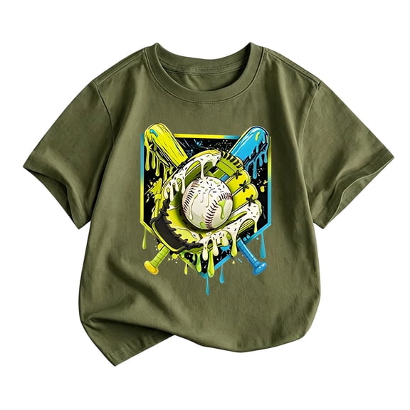 Boys T Shirts Slouched Fit Basic Cartoon Print Short Sleeve Crewneck Tee for Outdoor Wear Boys' Tops Tees Shirts 2 Years-3 Years