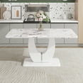 thumbnail image 2 of Modern MDF table suitable for 4-6 people,63'' dining table with white marble textured MDF tabletop,easy to assemble,durable frame, making it an ideal choice for restaurants., 2 of 16