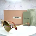 thumbnail image 2 of MIU MIU Sunglasses Metal Gold 54mm Oval Metal Italy Authentic Women Brown Lens, 2 of 6