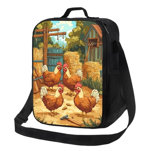 Chicken Lunch Bag Reusable Lunch Box Insulated Tote Bag with Adjustable Shoulder Strap