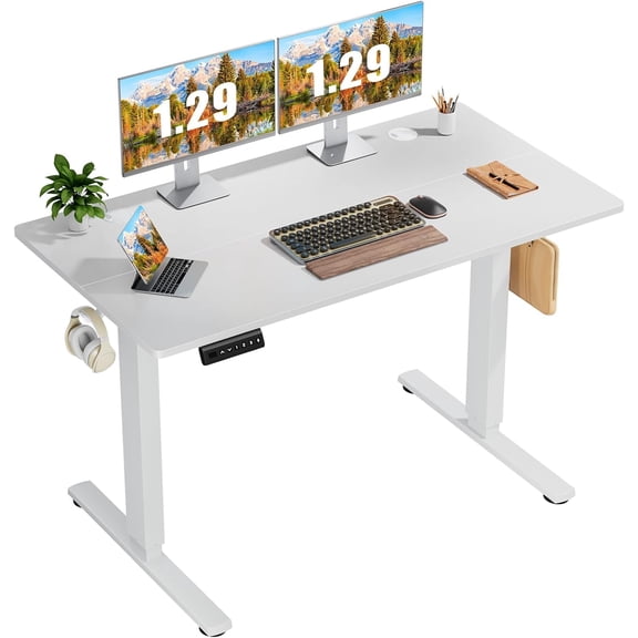 Betcozy 48'' Electric Stand up Desk, Adjustable Electric Computer Desk for Home Ofiice, White