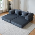 thumbnail image 4 of S-HOME Multi-Functional 59 Inch Convertible Sleeper Sofa Bed With Cylindrical Pillow Corduroy Folding Mattress  Fixed Frame For Living Room, Gray, 4 of 17