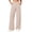 Beige, variant on Women's Wide Leg Pants High Waisted Pull On Pleated Dress Pants Straight Leg Stretchy Workout Trousers with Pockets