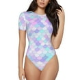 thumbnail image 1 of Fotbe Rainbow Scales Body de Mujer con Cuello Redondo y Mangas Cortas, Sin Mangas Ajustado, Suave, Cómodo y Básico-Large, 1 of 7