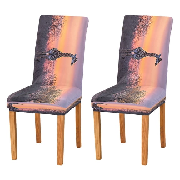 BZSMCE Chairs Slipcovers Dining Chair Covers Giraffe Walk in The Forest Creative Pattern