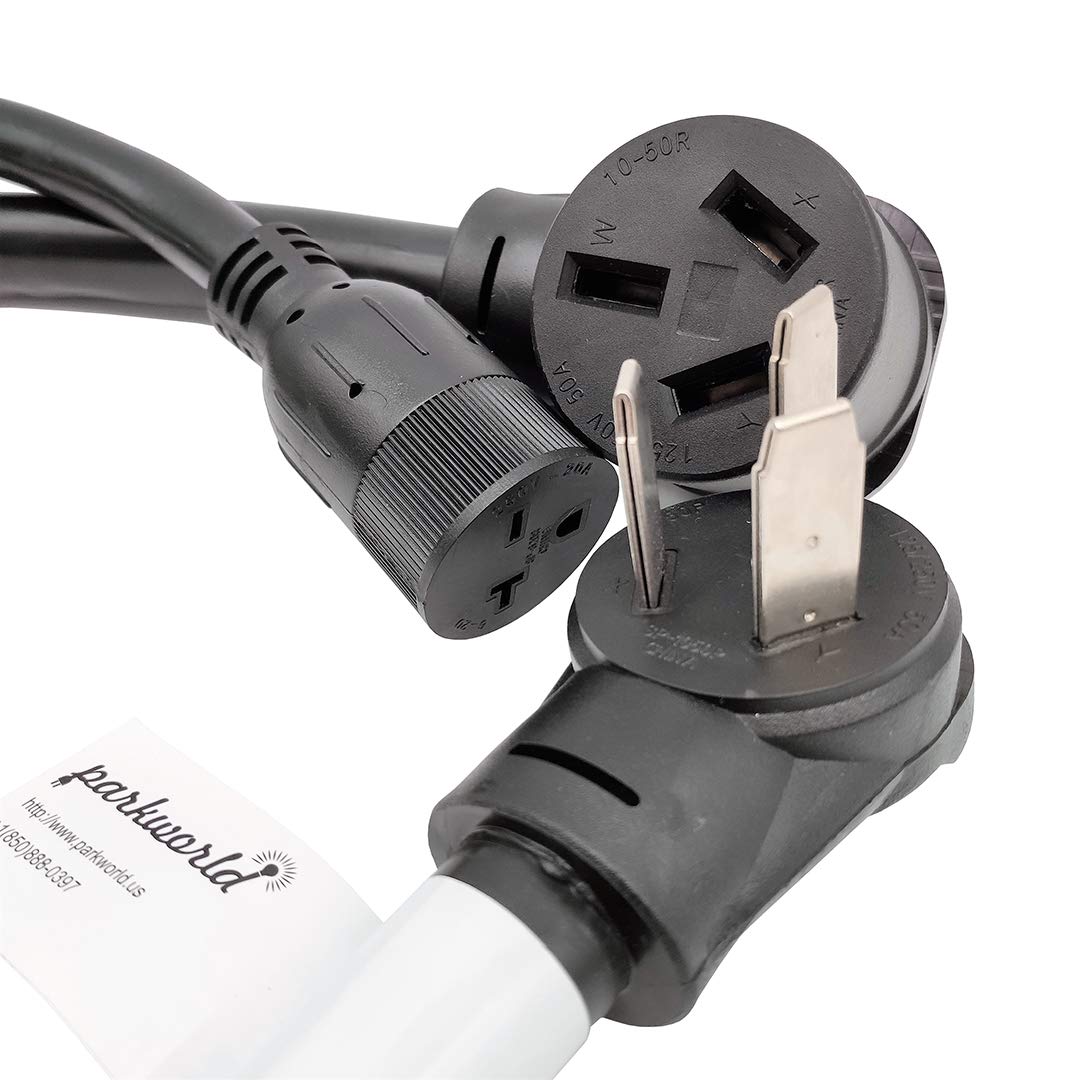 Parkworld 68857 NEMA 10-50 Splitter Cord, Industrial Male Plug 10-50P to 10-50R & 6-20R (T-Blade 6-15R) Female connectors Output 250 Volt (3FT)
