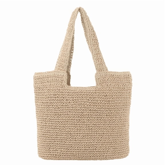 Straw Beach Bag For Women Summer Woven Tote Boho Shoulder Handbag Large Capacity Lightweight For Travel Shopping
