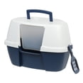 thumbnail image 1 of IRIS USA Large Hooded Corner Cat Litter Box with Scoop Blue, 1 of 6