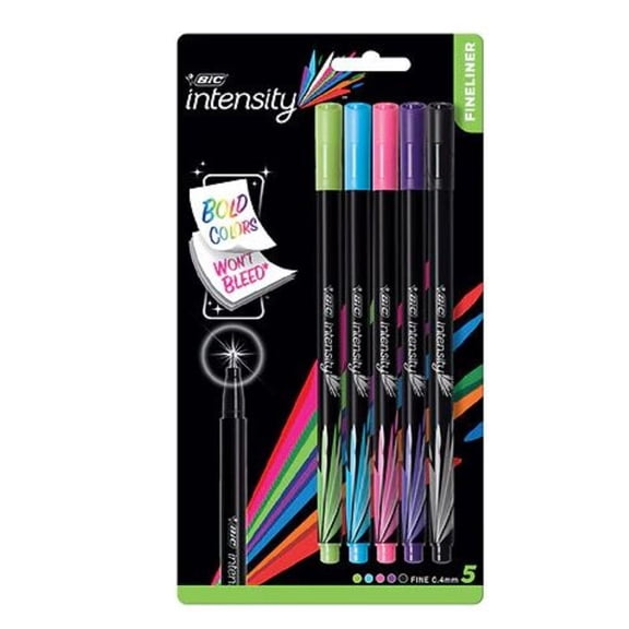 BIC Intensity Fineliner Color Collection Fine 0.4 Millimeter Nontoxic Smooth Porous Point, 5 Count