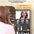 thumbnail image 3 of LVSOMT 47.2" LED Mirror Jewelry Cabinet Wall Mounted or Door Hanging, Rounded Corner Jewelry Armoire Organizer, Lockable Full Length Mirror with Storage, Interior Mirror & Makeup Shelf,Rustic Brown, 3 of 11