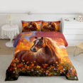 thumbnail image 2 of Feelyou Kawaii Cartoon Horse Queen Comforter Set, Vibrant Groovy Floral Bedding Sets, Rustic Farmhouse Reversible Bedding Comforter Set, Ultra Soft Bedroom Decor, 3-Piece, 2 of 8