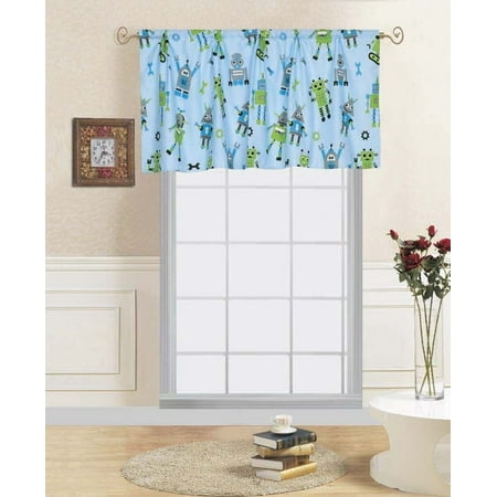 1 Pc Robot Kids Straight Rod Pocket Window Curtain Valance 55 In