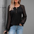 thumbnail image 5 of SUNBS Womens Tops Hollow-Out Lace Crewneck Blouses Fashion Casual Long Sleeve Shirts, 5 of 9