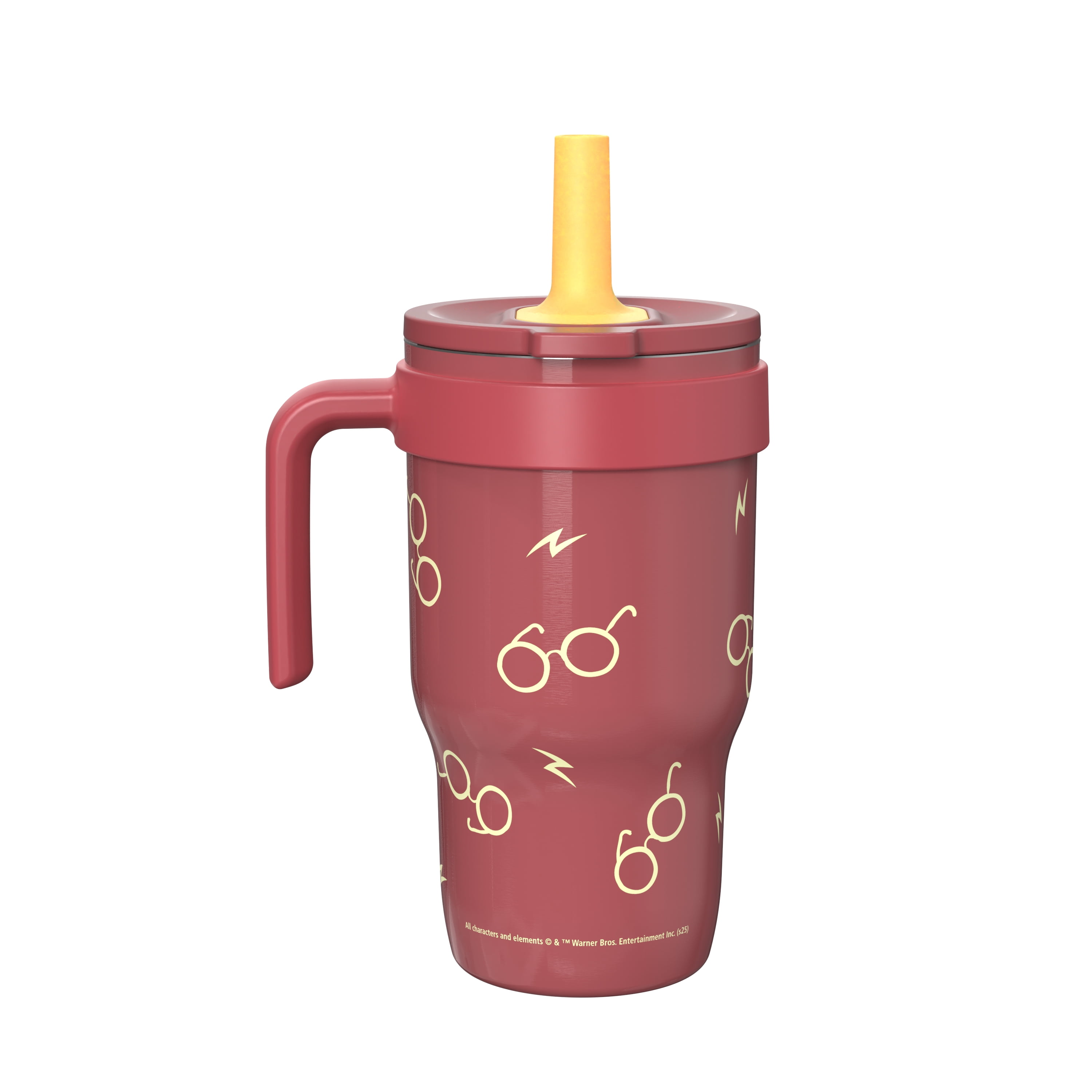 Zak Designs 10oz Harry Potter Kids Handle Tumbler, Stainless Steel Cruiser Tumbler with Soft Silicone Straw, Leak-Proof, Easy to Hold, Red