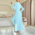 thumbnail image 2 of AKOEE Women's 2 Piece Lounge Outfits Ribbed Knit Full Length Split Long Tops & High Waisted PJ Bottoms Pant Sets (XL, Sky Blue), 2 of 5