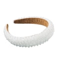 thumbnail image 2 of Qarigey Diadema con cuentas de cristal y diamantes de imitación, tocado de punto grueso, accesorios para peinados, tocados para mujeres y Accesorio para el cabello Blanco, 2 of 6