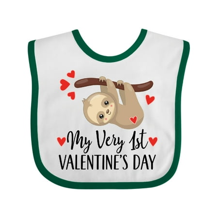 

Inktastic My First Valentines Day Baby Sloth Gift Baby Boy or Baby Girl Bib