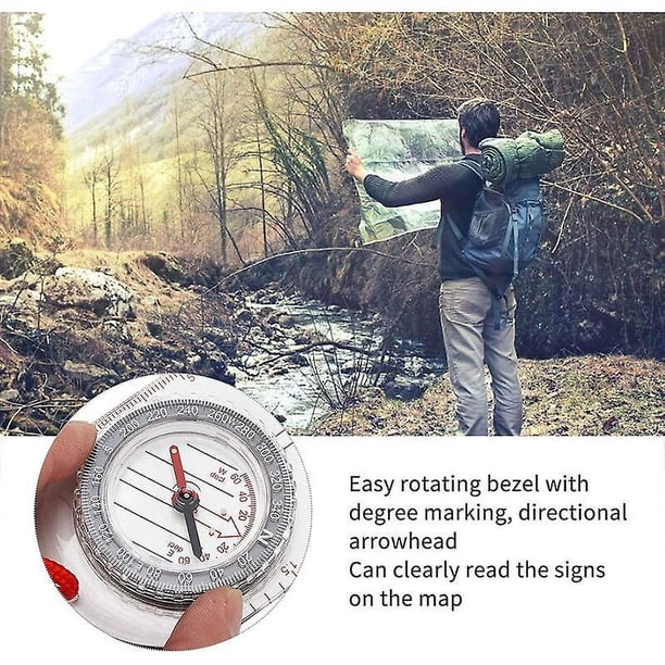CampTeck Boussole D’Orientation Imperméable – Acrylique, Loupe, Règles Mm/pouces, Marques Lumineuses – Pour Rando, Militaire, Nautisme