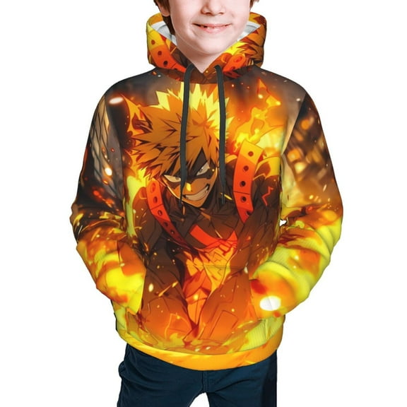 My Hero Academia Bakugo Katsuki Kids' Hoodie 3d Print Sweatshirt Soft Pullover Hooded With Big Pockets For Boys Or Girls Small