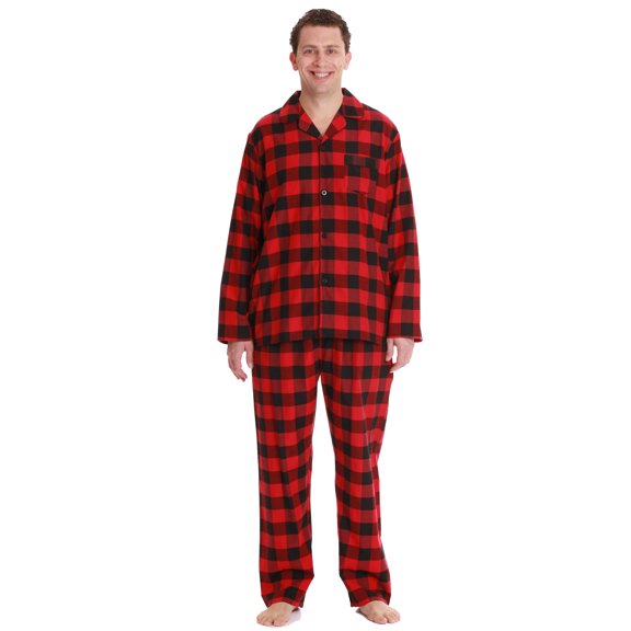 #followme Plaid Pajama Set for Men (Black Red Buffalo Plaid, XXX-Large)