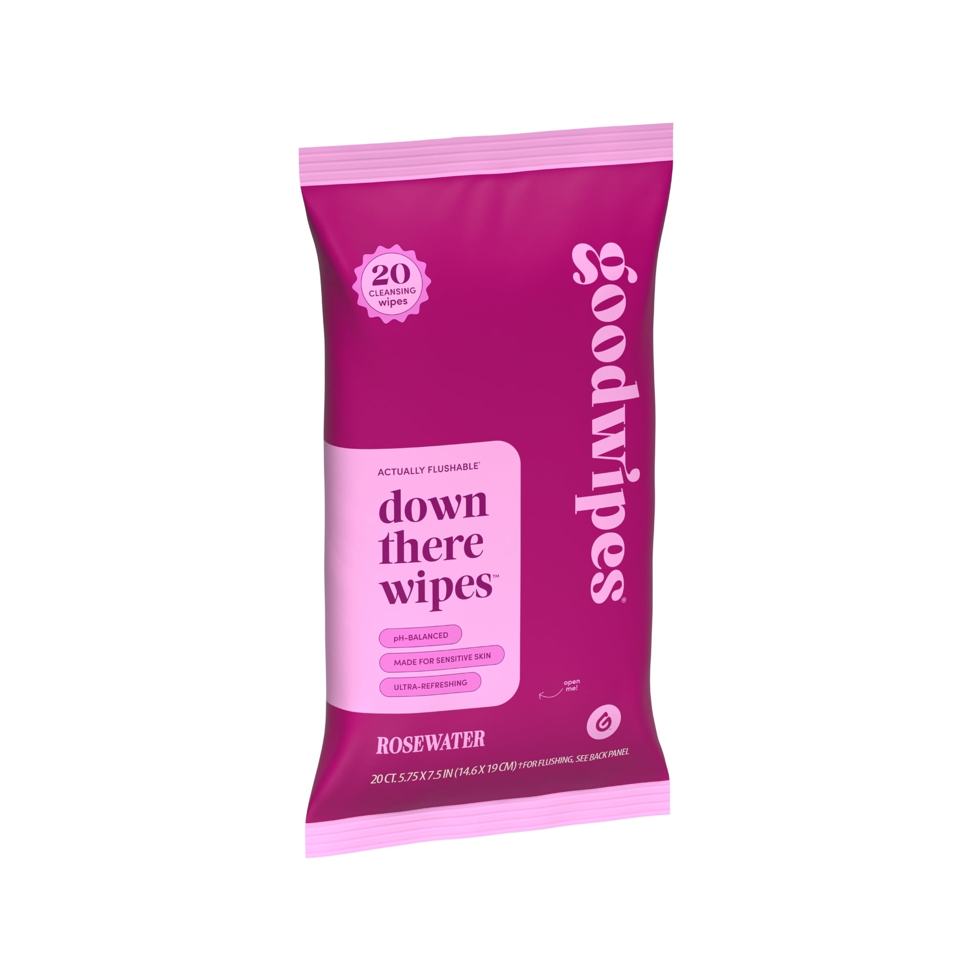 goodwipes Down There Wipes, Feminine Hygiene Wipes, Rosewater Scented, 1 Pack, 20 Total Wipes
