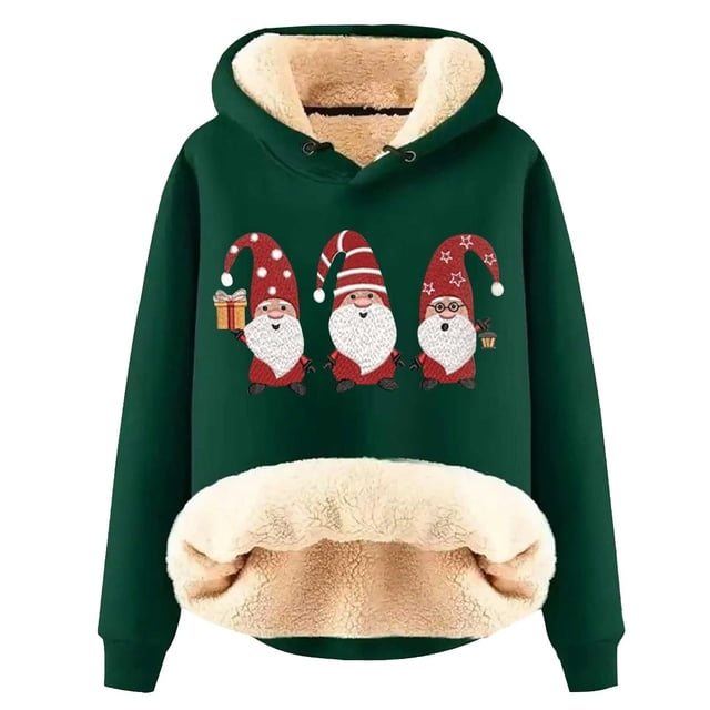 WILLBEST Sudadera Deportiva para Mujer, Estilo Navideño Informal, con Capucha Gruesa Mediana