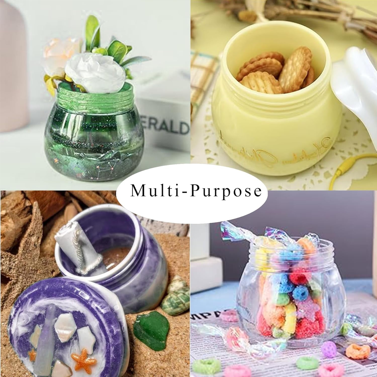 Jars Resin Molds with Lid, Epoxy Molds Silicone for Storage Bottle,Candle Holder,Candy Container, Epoxy Casting Craft, Gifts (Pudding Jar)