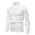 thumbnail image 5 of Men's Sweaters Ribbed Slim Fit Knitted Pullover Autumn Winter Turtleneck Solid Color Sweater Men White 4XL, 5 of 6