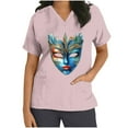 thumbnail image 3 of BiZtdJrK Mardi Gras Scrubs for Women 2025 Spring Summer Short Sleeve T Shirts Nurse Medical Uniforms Casual V Neck Scrub Tops Shirts Pink S Clearance Items, 3 of 6