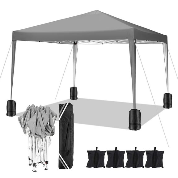 COBIZI 10x10 Ez Pop Up Canopy Tent,Commercial Instant Gazebo Tents for Parties,Waterproof Adjustable Outdoor Patio Backyard Canopy Party Tent,Gray