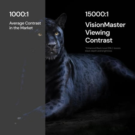 Valerion - VisionMaster Pro2 Triple Laser Projector,3000 ISO Lumens,15000:1 Contrast, 0.9-1.5x Optical Zoom, 2X Multitasking Power, - Black
