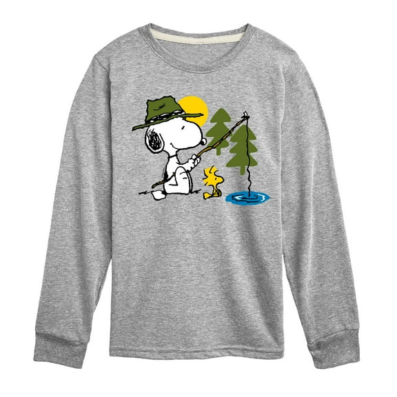Peanuts - Snoopy Woodstock Fishing - Toddler & Youth Long Sleeve Graphic T-Shirt