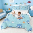 thumbnail image 3 of Manfei Cartoon Blue Dolphin Starfish Seashell Full Size Comforter Sets for Kids Boys and Girls, Marine Life Print Bedding Sets, Polka Dots Reversible 3pcs, 1 Comforter and 2 Pillowcases, 3 of 6