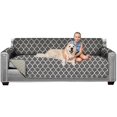 thumbnail image 1 of Original Patent Pending Reversible X-Large Oversized Sofa Protector, Many Colors, Seat Width to 78 Inch, Furniture Slipcover, 2 Inch Strap, Couch Slip Cover, Quatrefoil Charcoal Linen, 1 of 8
