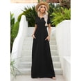 thumbnail image 3 of CALIPESSA Womens Summer Casual Loose Swing Black Floor Long Maxi Dress With Pocket, 3 of 5