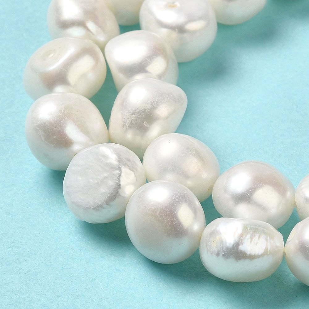 Natural Cultured Freshwater Pearl Beads Strands Two Side Polished Seashell Color 9~10.5x10~11x7~8mm 14.25~14.37''(36.2~36.5cm)