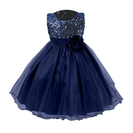 

EHTMSAK Infant Baby Toddler Child Children Kids Bow Dresses for Girls Floral Summer Sundress Sleeveless Tulle Tutu Dress Navy 3Y-8Y 120