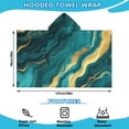 thumbnail image 2 of Teal and Gold Marble Wavy Veins Pattern Hooded Bath Towel，50"x30" for Ages 3 To 12 Kids, Quick Dry Lightweight Soft Microfiber Hood Beach Towel Cover Up for Kids, 2 of 7