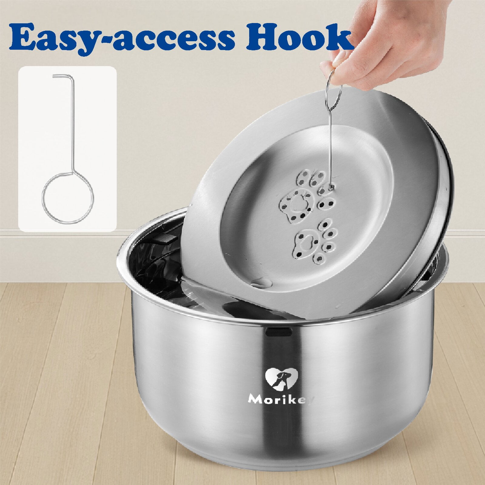 4.5L/152oz Slow Drinking Dog Water Bowl,Splash Proof Slow Feeder Bowl for Sloppy Messy Drinkers,Stainless Steel Pet Water Dispenser with Floating Disk,Spill Proof & Dishwasher Safe