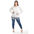 thumbnail image 4 of Blusa con flecos y manga transparente Roman Fashion /Tallas Extras, 163 (Blanco) blanco 40, 4 of 6