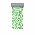 thumbnail image 2 of Ambesonne Green Fitted Sheet & Pillow Sham Set, Exotic Pineapple Pattern, Full, Green White, 2 of 3